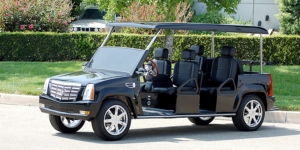 Black Escalade Limo Golf Cart affordable golf cart rental, golf cart rent lehigh acres