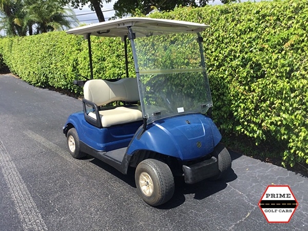 Blue Yamaha 2 Passenger Golf Cart affordable golf cart rental, golf cart rent lehigh acres
