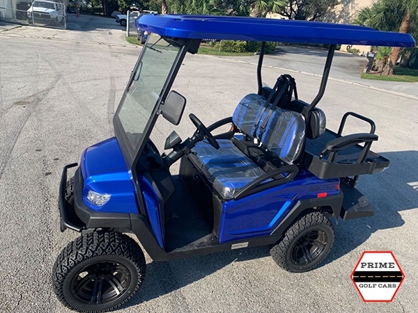 Hydro Blue Bintelli Beyond 4 Passenger Lifted Golf Cart affordable golf cart rental, golf cart rent lehigh acres