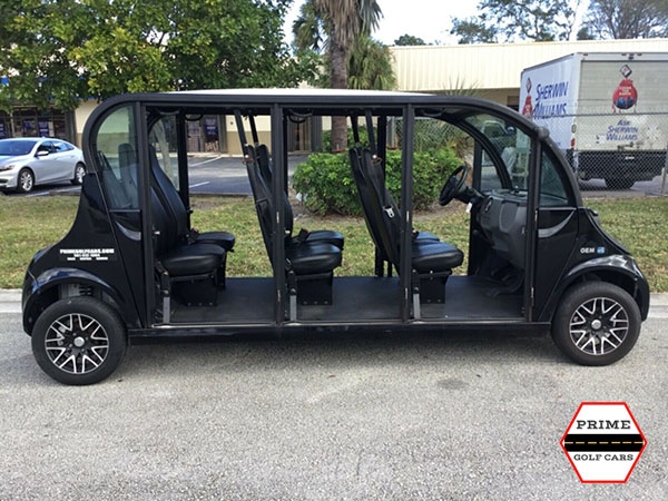 Polaris Gem 6 Passenger Black Golf Cart Rental Without Doors affordable golf cart rental, golf cart rent lehigh acres