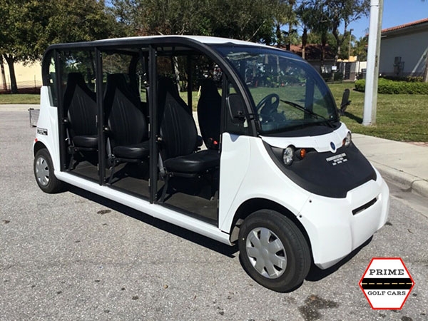 Polaris Gem 6 Passenger White Golf Cart Rental Without Doors affordable golf cart rental, golf cart rent lehigh acres