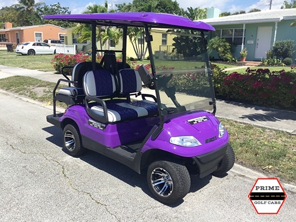Purple Advanced EV 4 Passenger Golf Cart affordable golf cart rental, golf cart rent lehigh acres