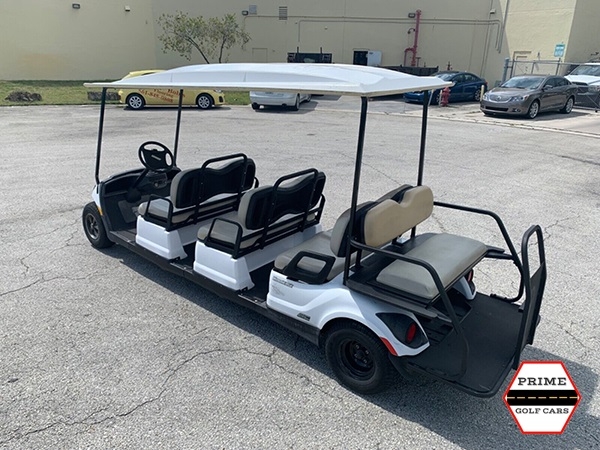 White 8 Passenger Classic Yamaha Golf Cart affordable golf cart rental, golf cart rent lehigh acres