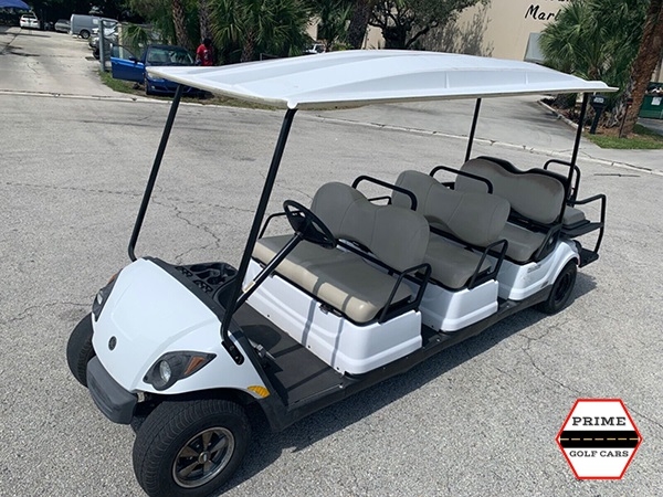 White 8 Passenger Yamaha Golf Cart affordable golf cart rental, golf cart rent lehigh acres
