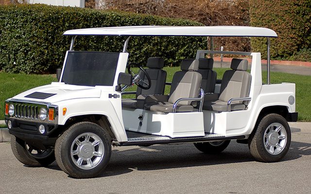 White Hummer Limo Golf Cart affordable golf cart rental, golf cart rent lehigh acres